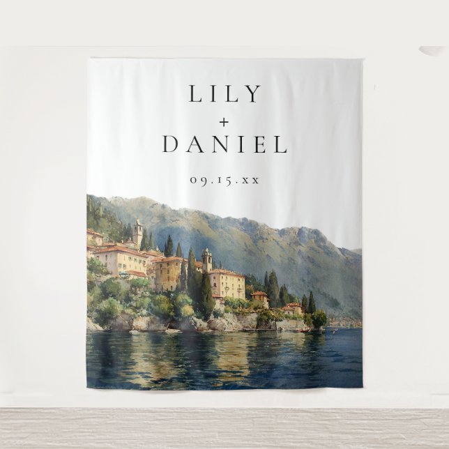 Lake Como Italian Wedding Photo Backdrop (Front)
