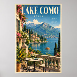 Lake Como Italy Alpine Lake Travel Poster Wall Art