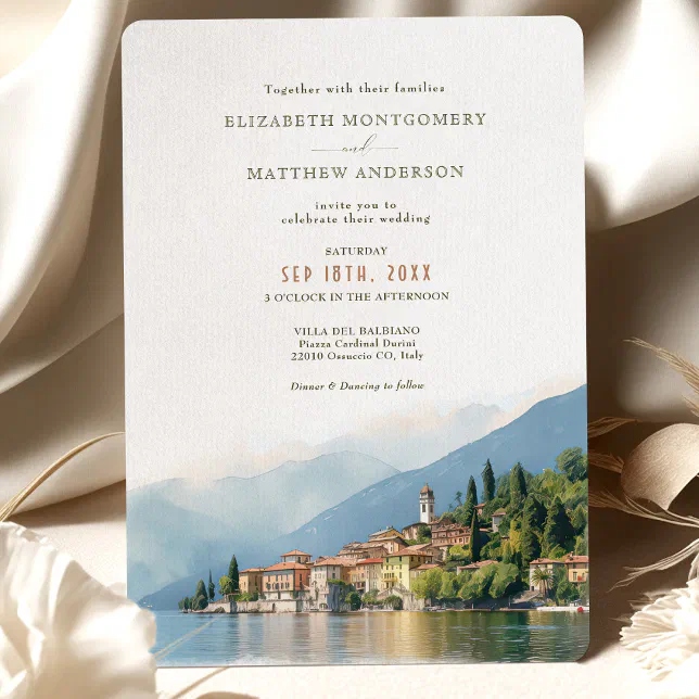 Lake Como Italy Destination Wedding Invitation Zazzle