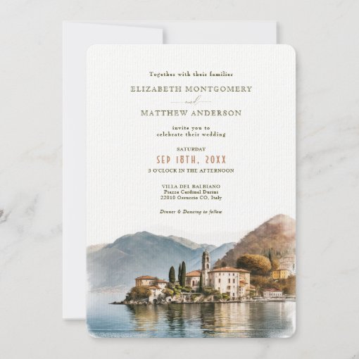 Lake Como Italy Destination Wedding Invitation Zazzle