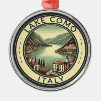 Lake Como Italy Illustration Travel Art Badge