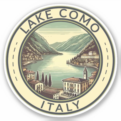 Lake Como Italy Illustration Travel Art Badge Sticker