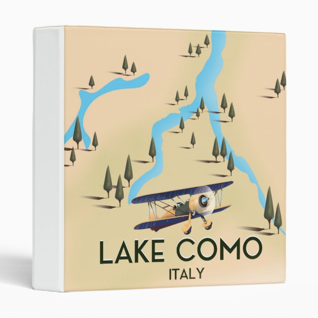 Lake Como Italy Map Travel poster 3 Ring Binder (Front/Spine)