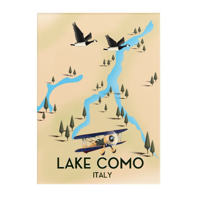 Lake Como Italy Map Travel poster Acrylic Print (Front)