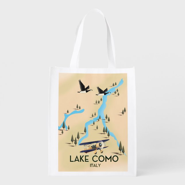 Lake Como Italy Map Travel poster Grocery Bag (Back)