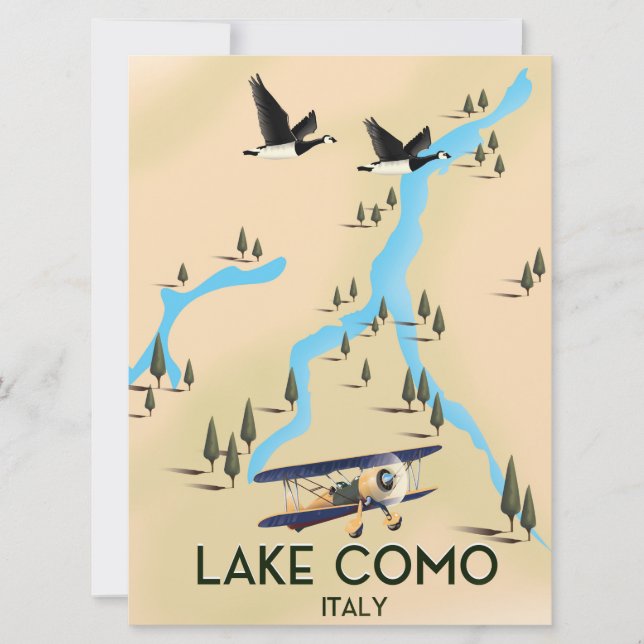 Lake Como Italy Map Travel poster Invitation (Front)