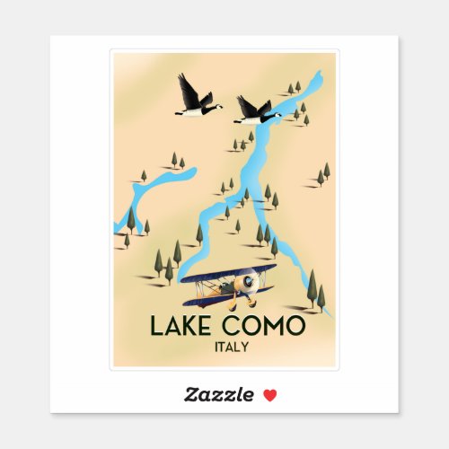 Lake Como Italy Map Travel poster Sticker