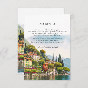 Lake Como Italy summer wedding information card