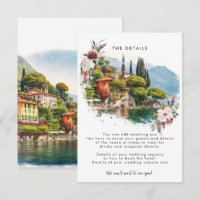 Lake Como Italy summer wedding information card