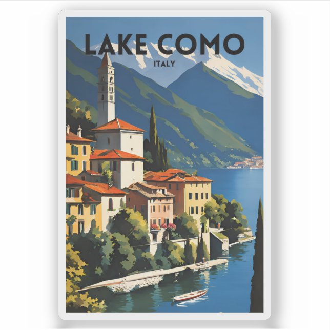 Lake Como Italy Traditional Travel Poster Sticker (Front)