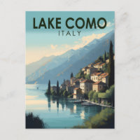 Lake Como Italy Travel Art Vintage