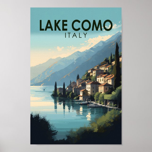 Lake Como Italy Travel Art Vintage Poster (Front)