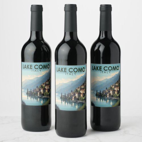 Lake Como Italy Travel Art Vintage Wine Label
