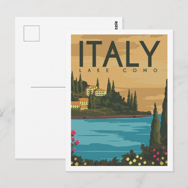 Lake Como Italy Travel Place Illustration Postcard (Front/Back)