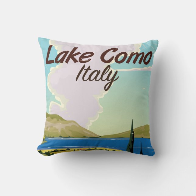 Lake Como Italy travel poster Throw Pillow (Front)
