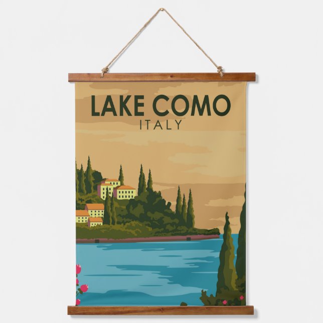 Lake Como Italy Vintage Hanging Tapestry (Front)
