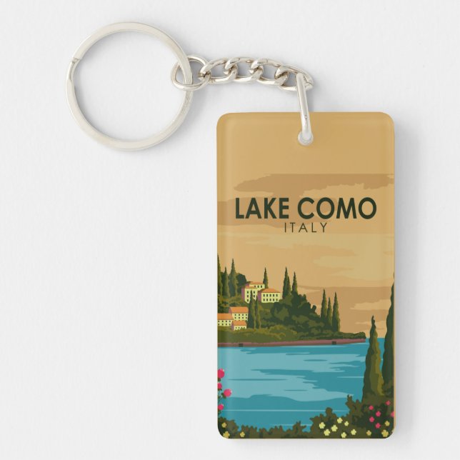 Lake Como Italy Vintage  Keychain (Front)