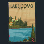 Lake Como Italy Vintage  Kitchen Towel<br><div class="desc">Lake Como vector art design. Lake Como,  in Northern Italy’s Lombardy region,  is an upscale resort area known for its dramatic scenery,  set against the foothills of the Alps.</div>