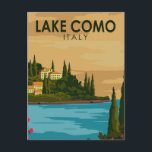 Lake Como Italy Vintage Postcard<br><div class="desc">Lake Como vector art design. Lake Como,  in Northern Italy’s Lombardy region,  is an upscale resort area known for its dramatic scenery,  set against the foothills of the Alps.</div>