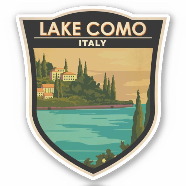 Lake Como Italy Vintage Sticker (Front)