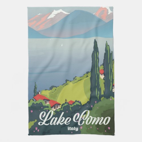 Lake Como Italy vintage style travel poster Kitchen Towel