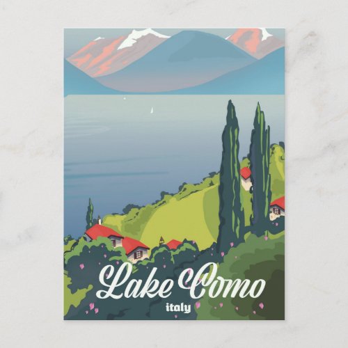 Lake Como Italy vintage style travel poster Postcard