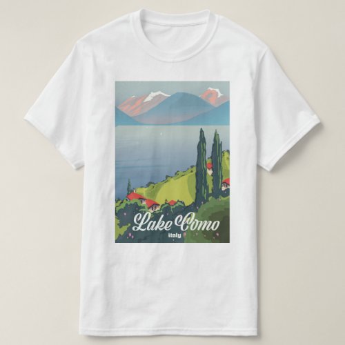 Lake Como Italy vintage style travel poster T_Shirt