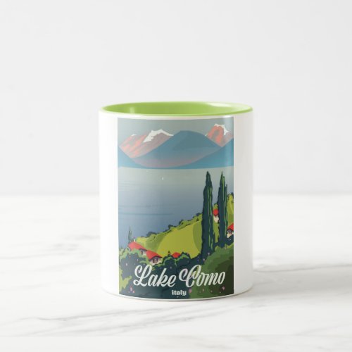 Lake Como Italy vintage style travel poster Two_Tone Coffee Mug