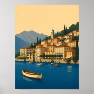 Lake Como Italy Vintage Travel Italian Lakes Poster