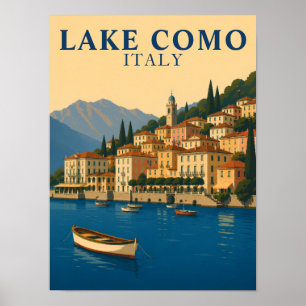 Lake Como Italy Vintage Travel Italian Lakes Poster