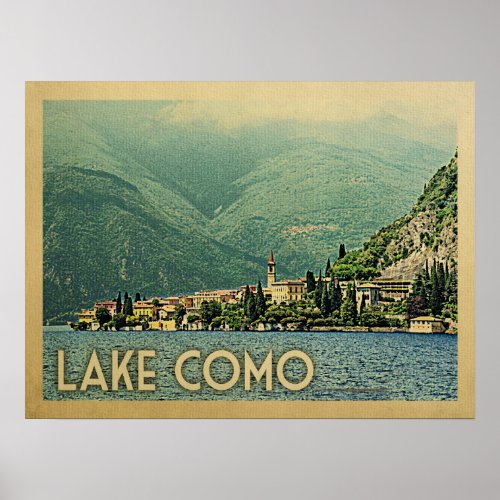 Lake Como Italy Vintage Travel Poster