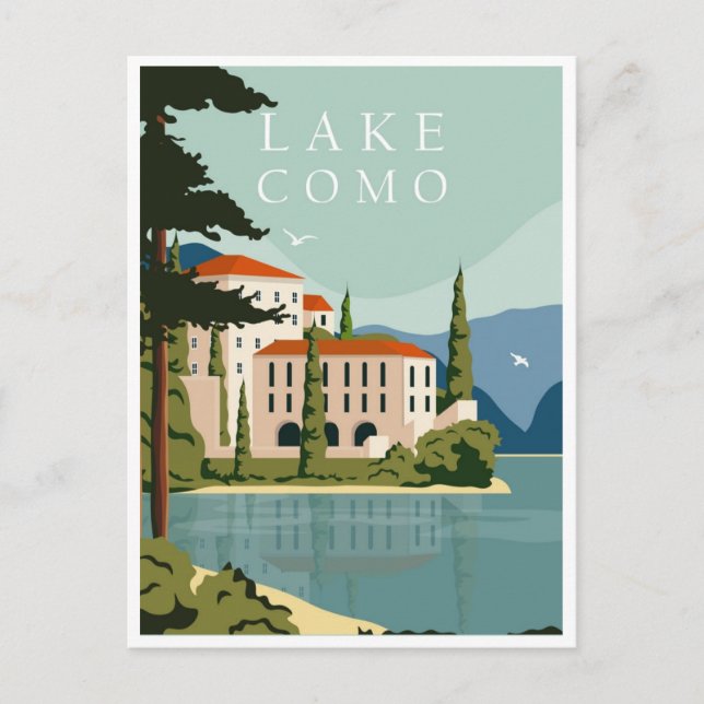 Lake Como Italy Vintage Travel retro Postcard (Front)
