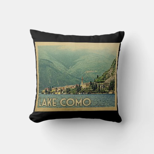 Lake Como Italy Vintage Travel Throw Pillow