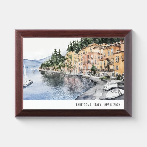 Lake Como Northern Italy Watercolor Italian Travel Award Plaque