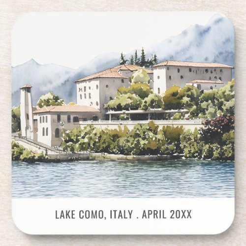 Lake Como Northern Italy Watercolor Italian Travel Beverage Coaster