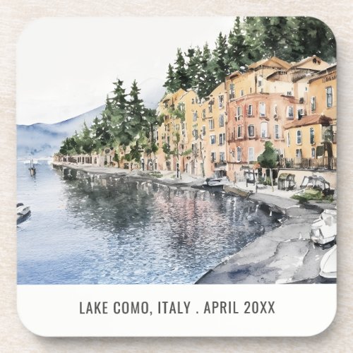 Lake Como Northern Italy Watercolor Italian Travel Beverage Coaster