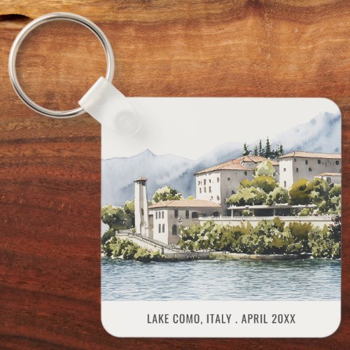 Lake Como Northern Italy Watercolor Italian Travel Keychain