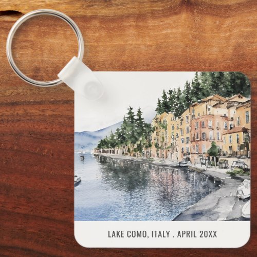 Lake Como Northern Italy Watercolor Italian Travel Keychain