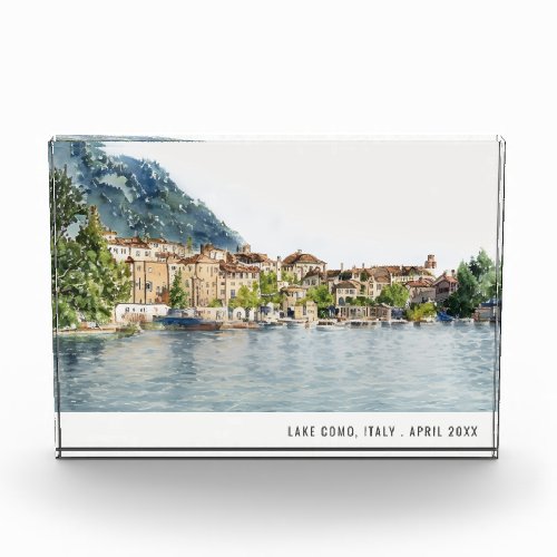 Lake Como Northern Italy Watercolor Italian Travel Photo Block