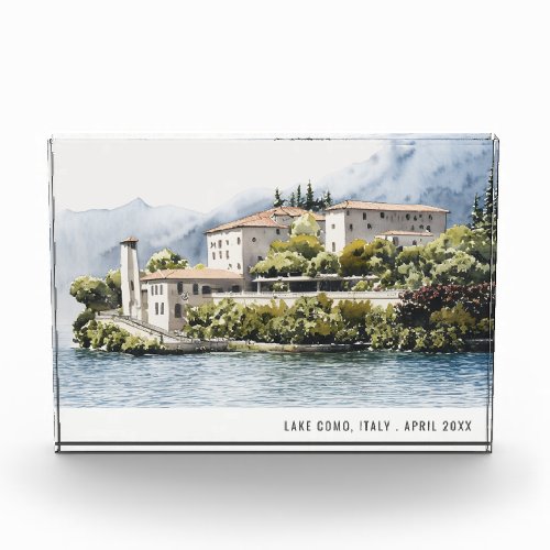 Lake Como Northern Italy Watercolor Italian Travel Photo Block