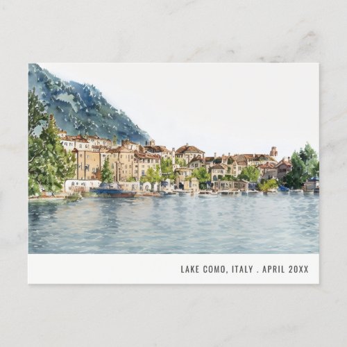 Lake Como Northern Italy Watercolor Italian Travel Postcard