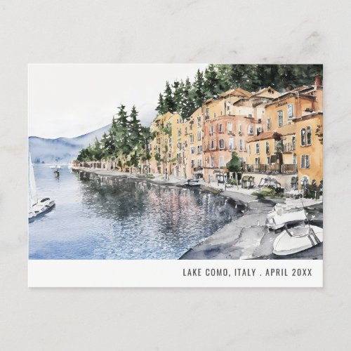 Lake Como Northern Italy Watercolor Italian Travel Postcard