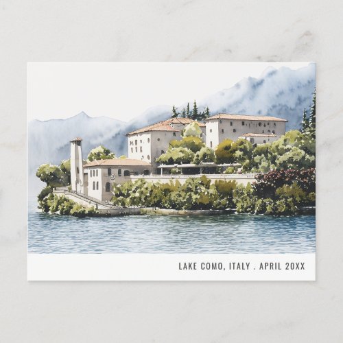 Lake Como Northern Italy Watercolor Italian Travel Postcard