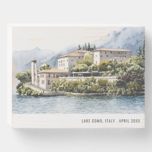 Lake Como Northern Italy Watercolor Italian Travel Wooden Box Sign