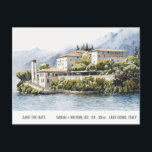 Lake Como Northern Italy Watercolor Save The Date Postcard<br><div class="desc">If you need any further customization please feel free to email me on yellowfebstudio@gmail.com. or message via Zazzle.</div>