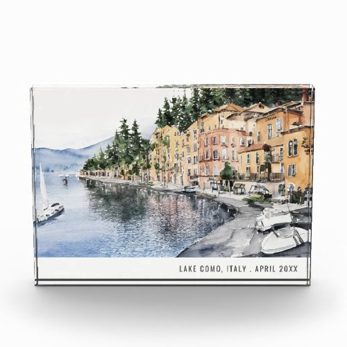 Lake Como Nothern Italy Watercolor Italian Travel Photo Block