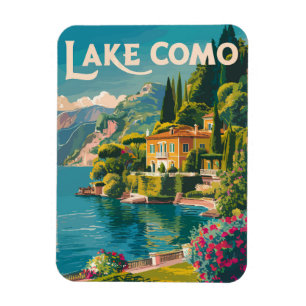 Lake Como Painterly Travel Art Vintage Magnet