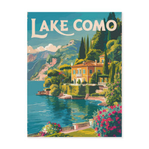 Lake Como Painterly Travel Art Vintage Postcard