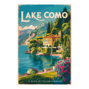Lake Como Painterly Travel Art Vintage Poster