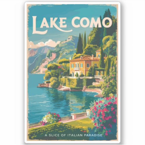 Lake Como Painterly Travel Art Vintage Sticker